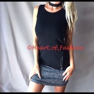 Black Faux Leather Panel Two Toned Dress